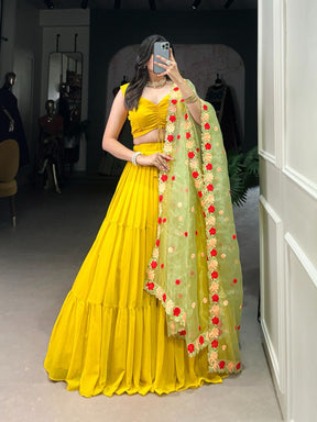 Mustard Georgette Lehenga Set for the Modern Bridesmaid