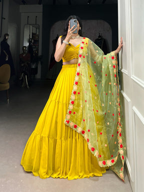 Mustard Georgette Lehenga Set for the Modern Bridesmaid