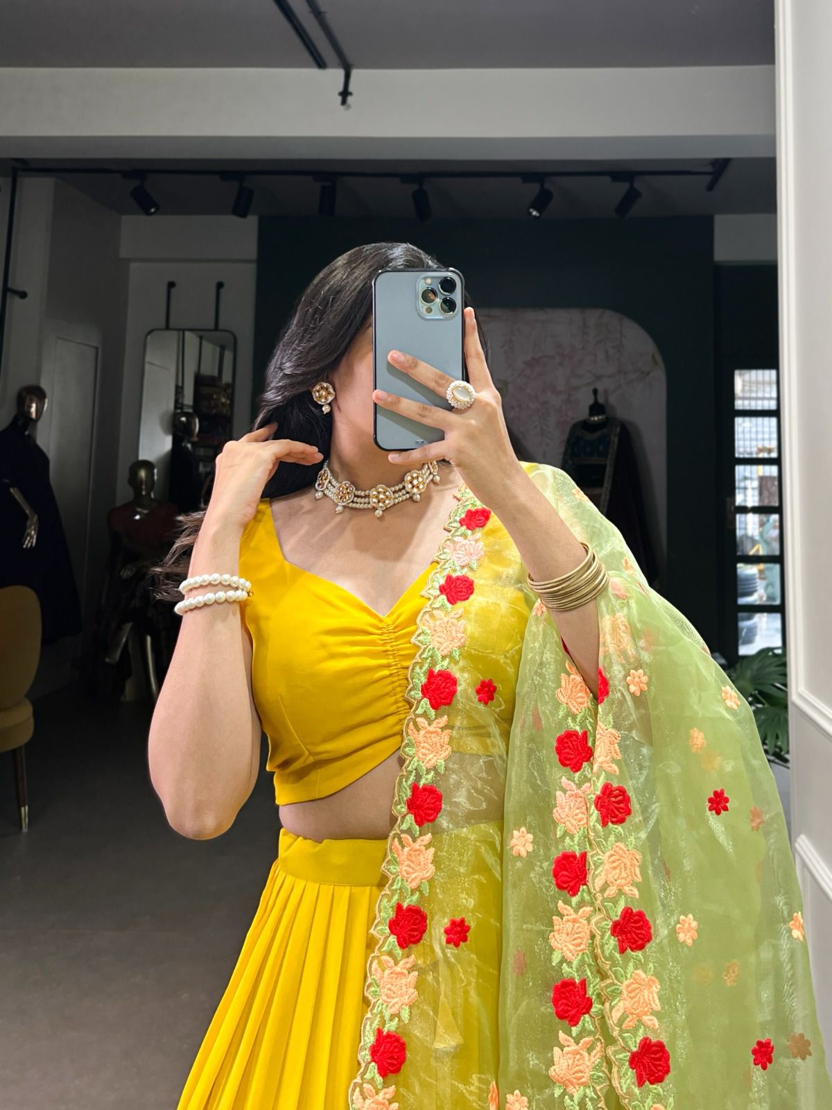 Mustard Georgette Lehenga Set for the Modern Bridesmaid