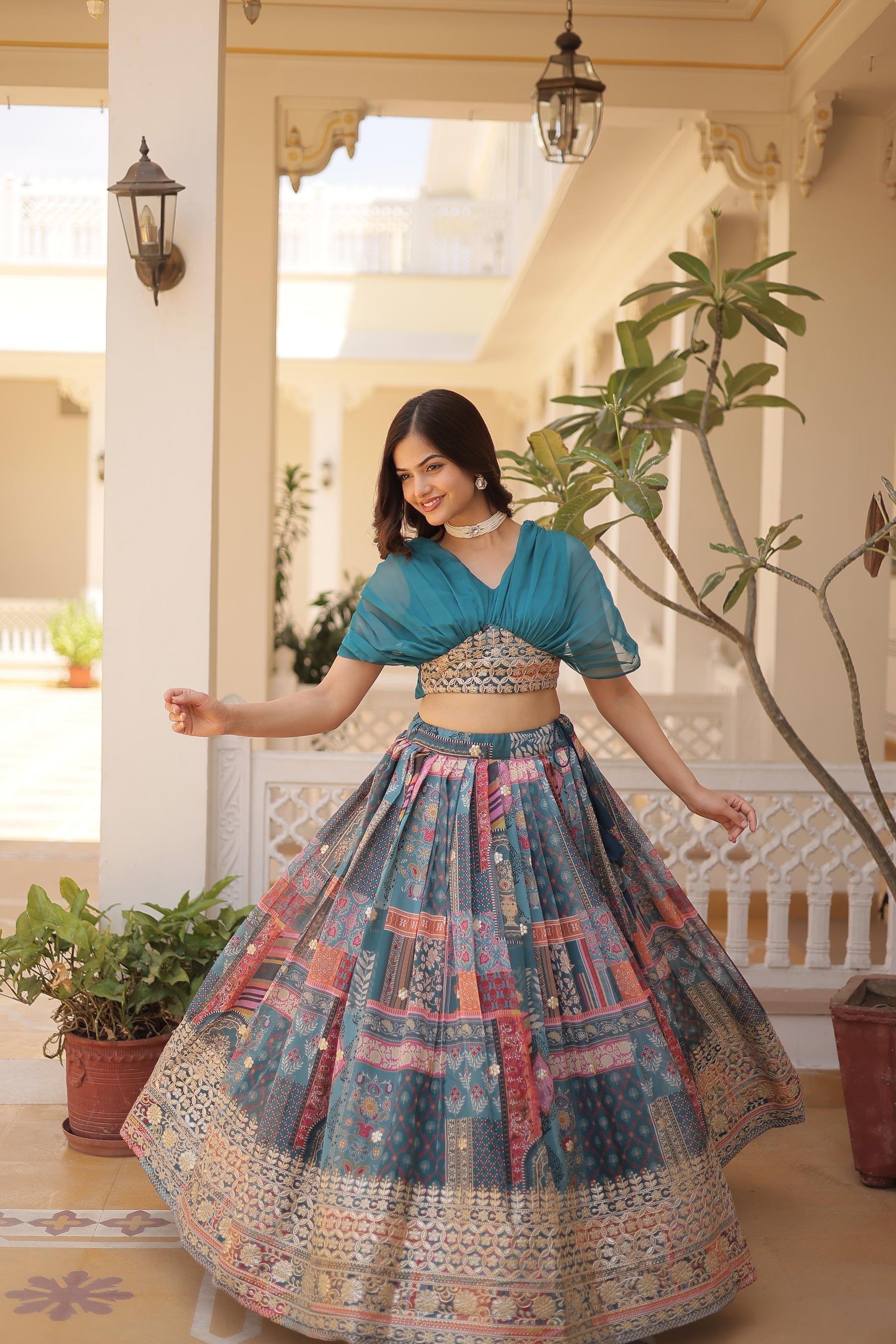 DESIGNER RUSSIAN SILK LEHENGA CHOLI