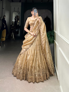 TRADITIONAL GOLD CRUSH THREAD EMBROIDERY LEHENGA CHOLI COLLECTION