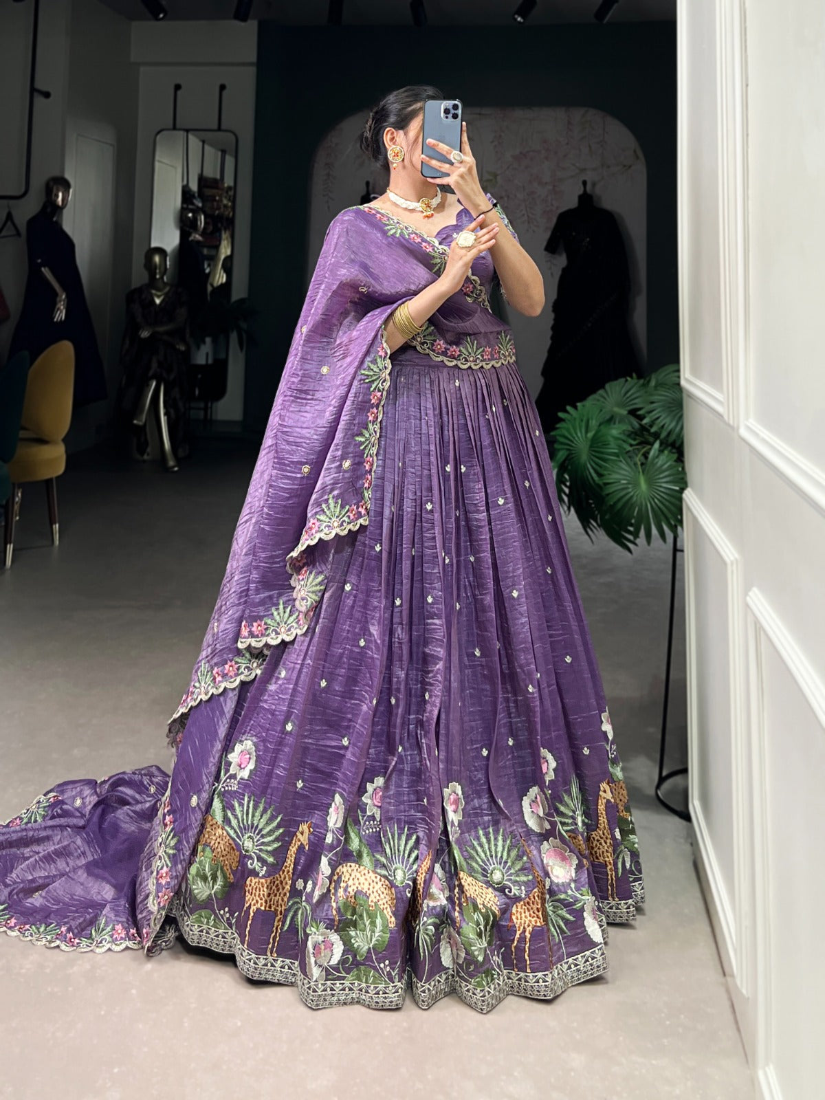 TRADITIONAL GOLD CRUSH THREAD EMBROIDERY LEHENGA CHOLI COLLECTION