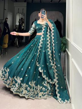TRADITIONAL GOLD CRUSH THREAD EMBROIDERY LEHENGA CHOLI COLLECTION