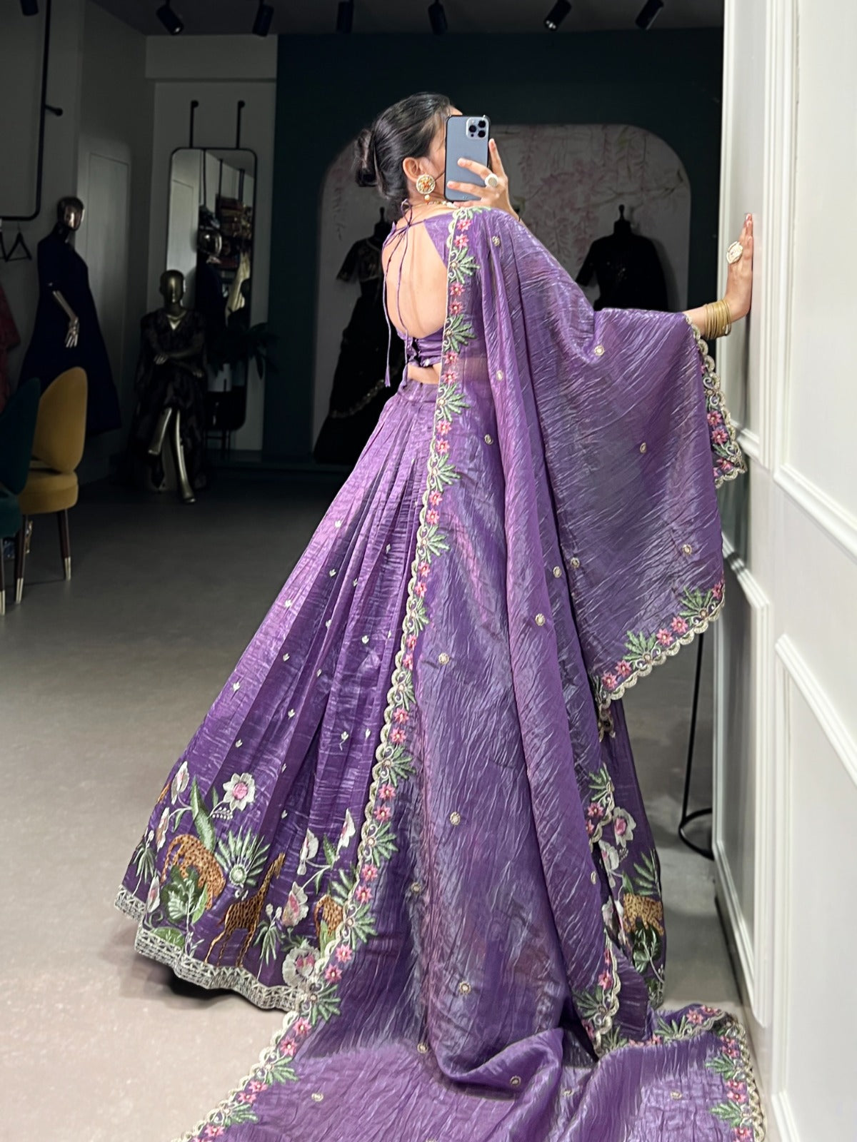 TRADITIONAL GOLD CRUSH THREAD EMBROIDERY LEHENGA CHOLI COLLECTION