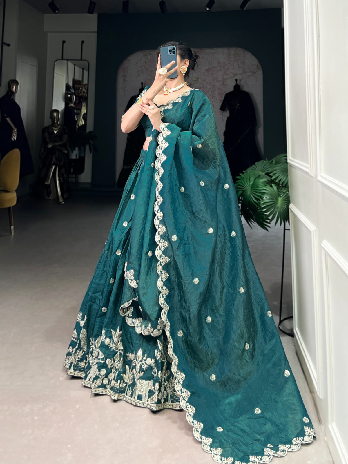 TRADITIONAL GOLD CRUSH THREAD EMBROIDERY LEHENGA CHOLI COLLECTION