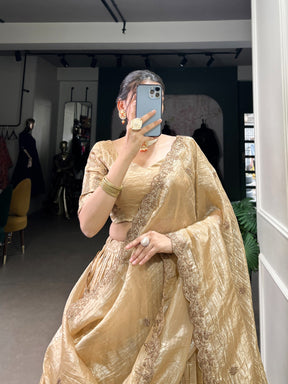 TRADITIONAL GOLD CRUSH THREAD EMBROIDERY LEHENGA CHOLI COLLECTION