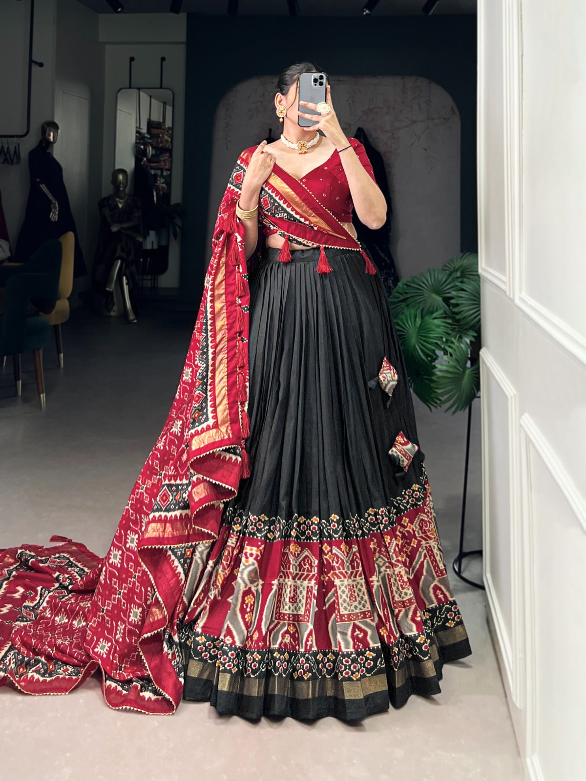 Patola Print Tussar Silk Lehenga Choli