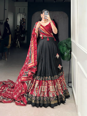 Patola Print Tussar Silk Lehenga Choli
