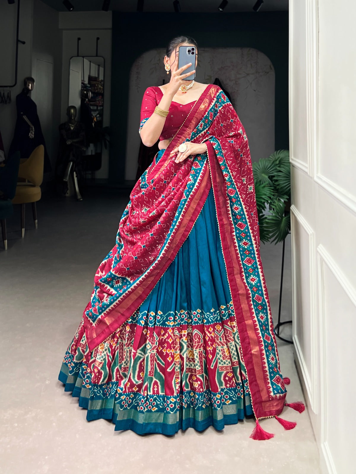 Patola Print Tussar Silk Lehenga Choli