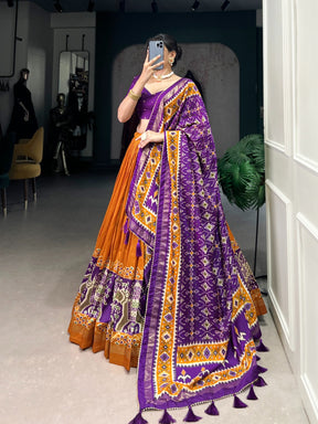 Patola Print Tussar Silk Lehenga Choli