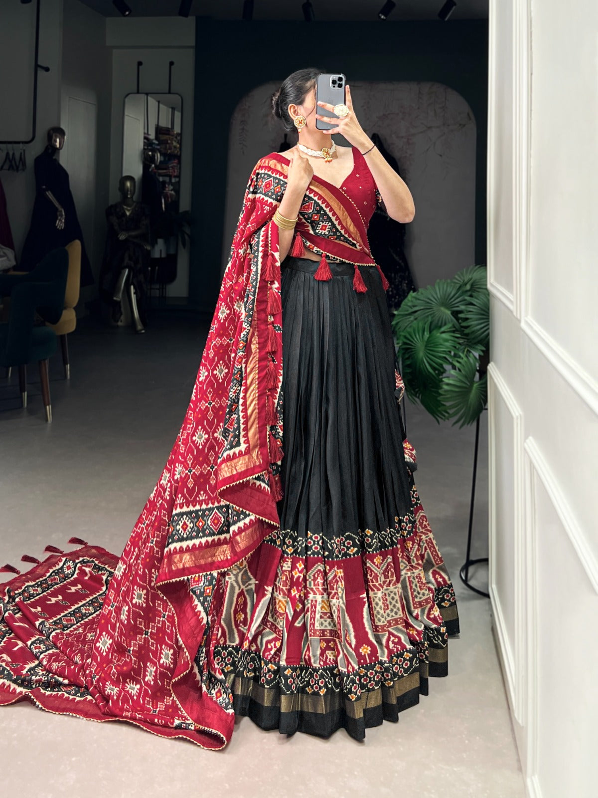 Patola Print Tussar Silk Lehenga Choli