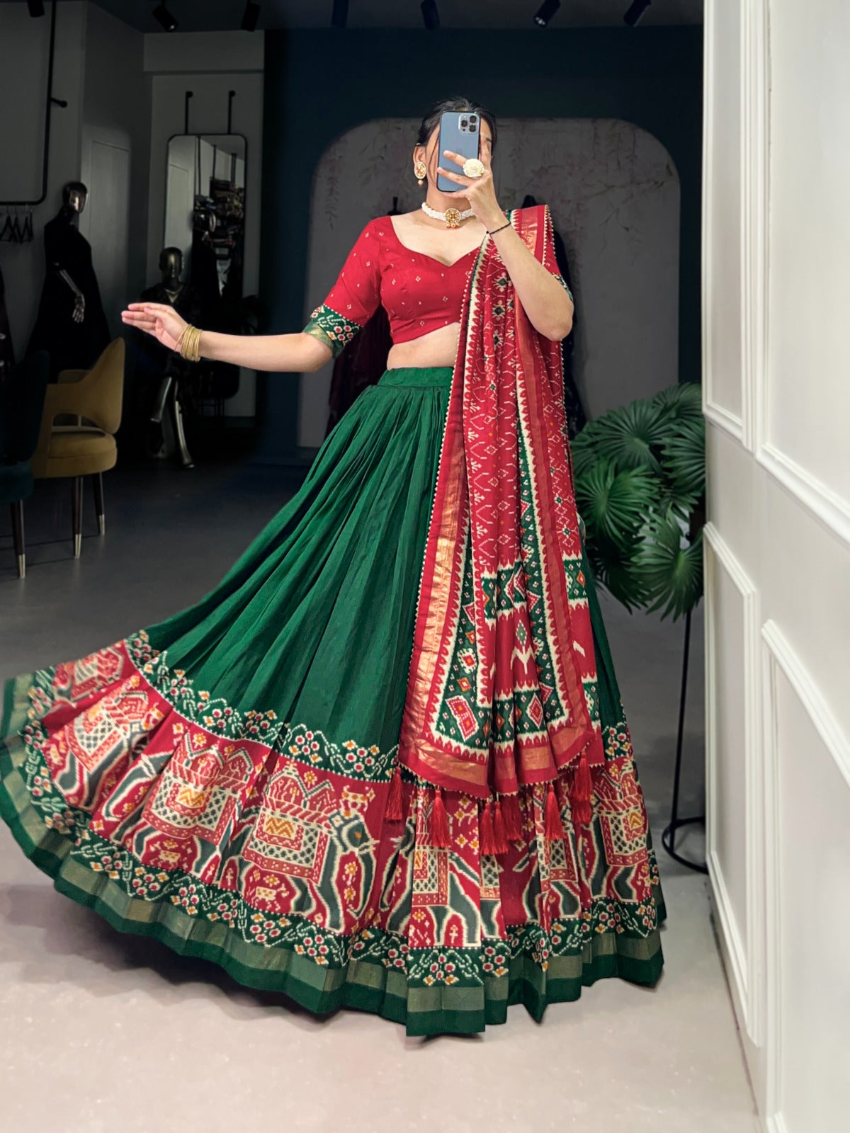 Patola Print Tussar Silk Lehenga Choli