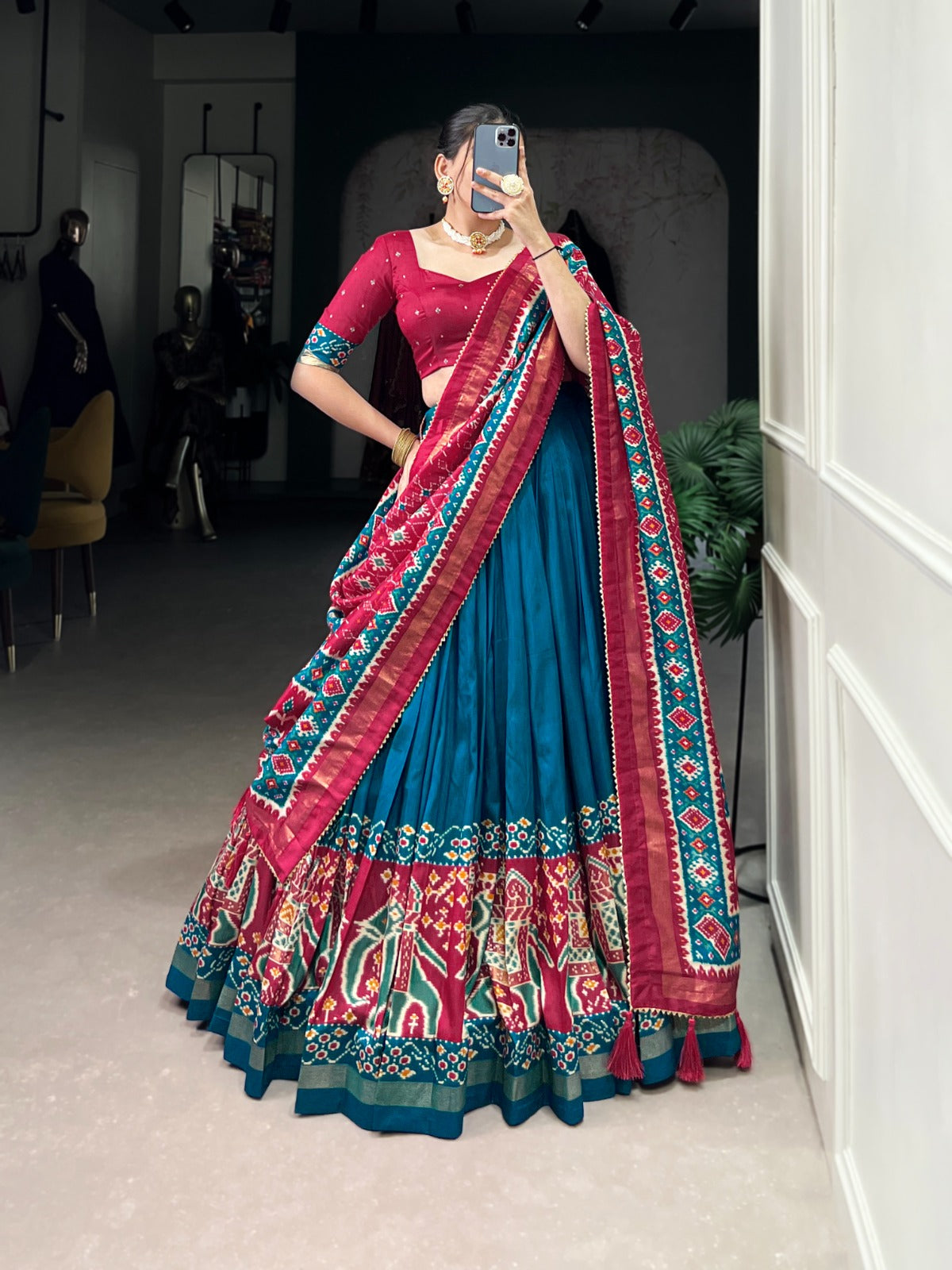 Patola Print Tussar Silk Lehenga Choli