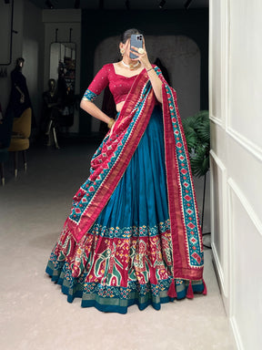 Patola Print Tussar Silk Lehenga Choli