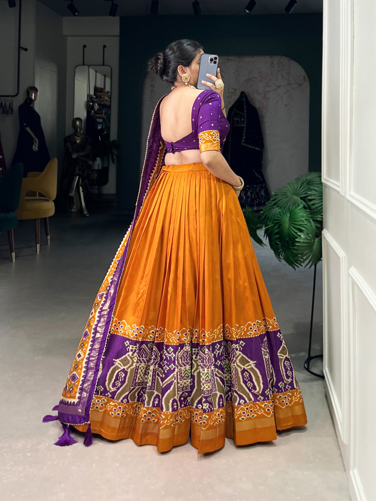 Patola Print Tussar Silk Lehenga Choli