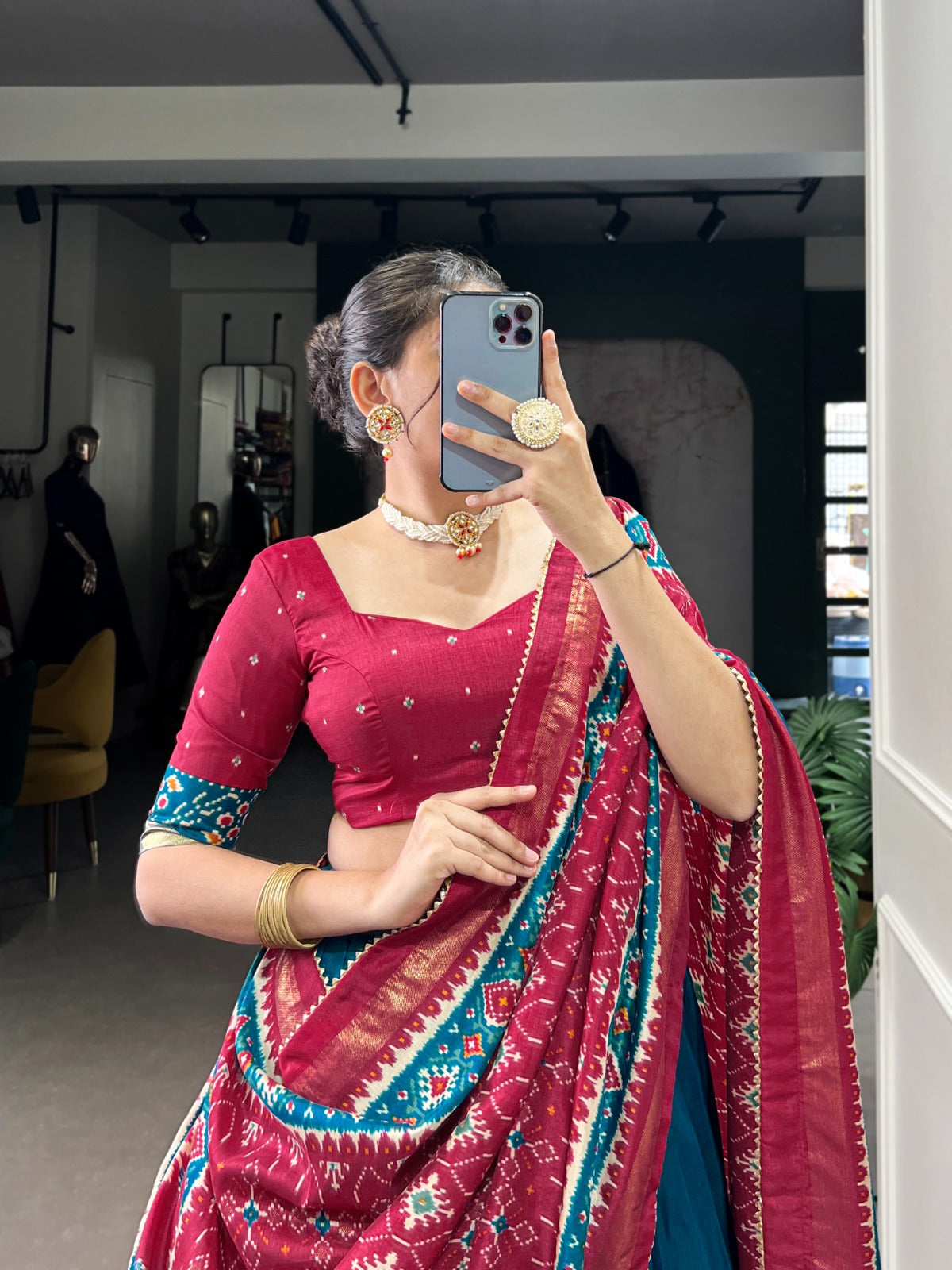 Patola Print Tussar Silk Lehenga Choli