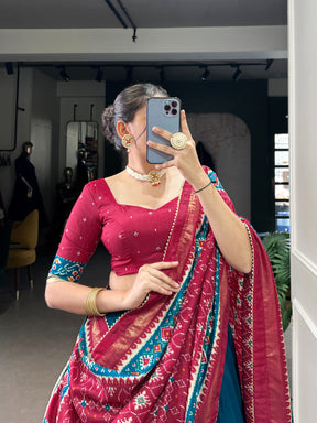Patola Print Tussar Silk Lehenga Choli