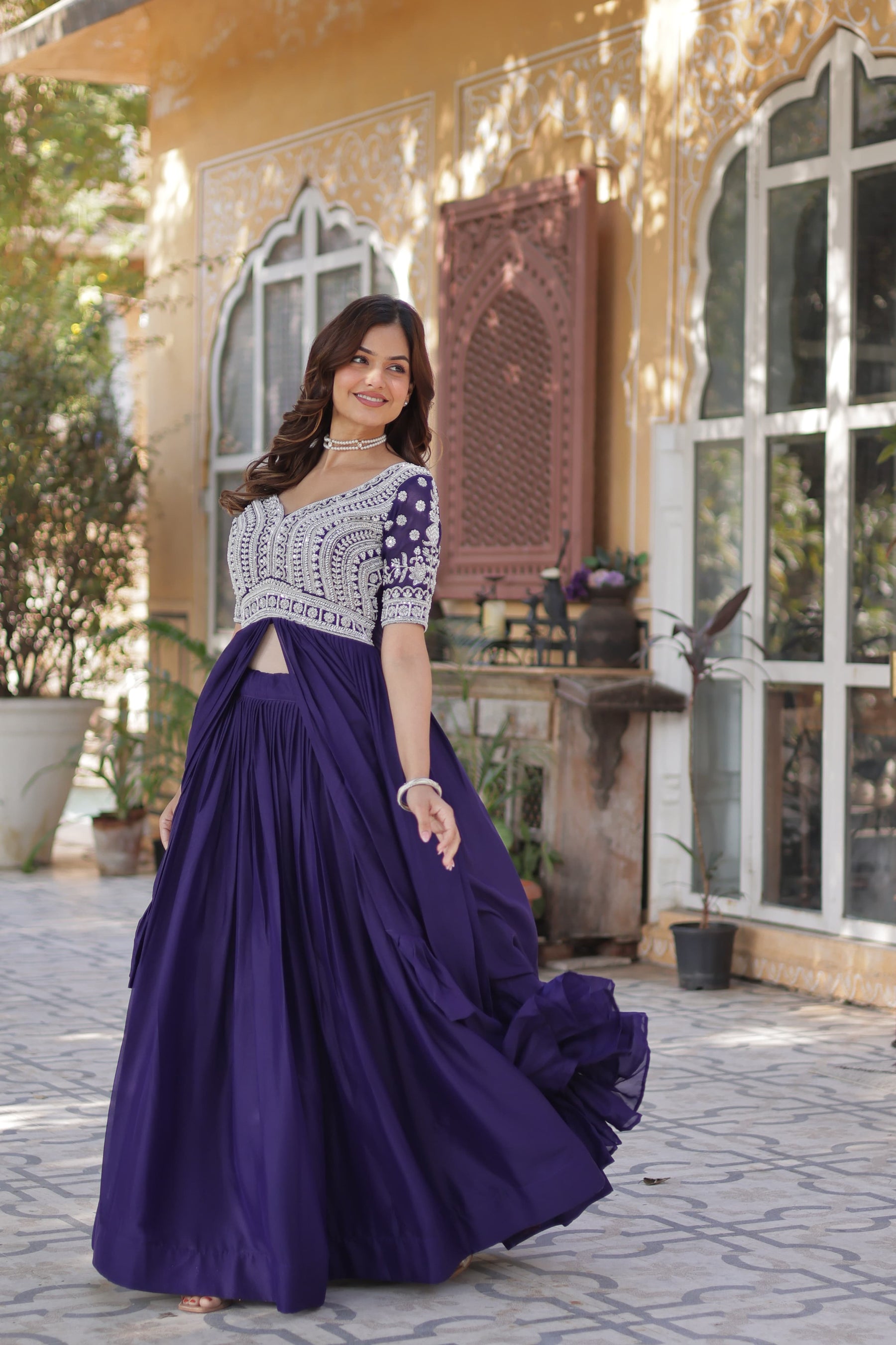 Lehenga With Readymade Slit Cut Kurti Set