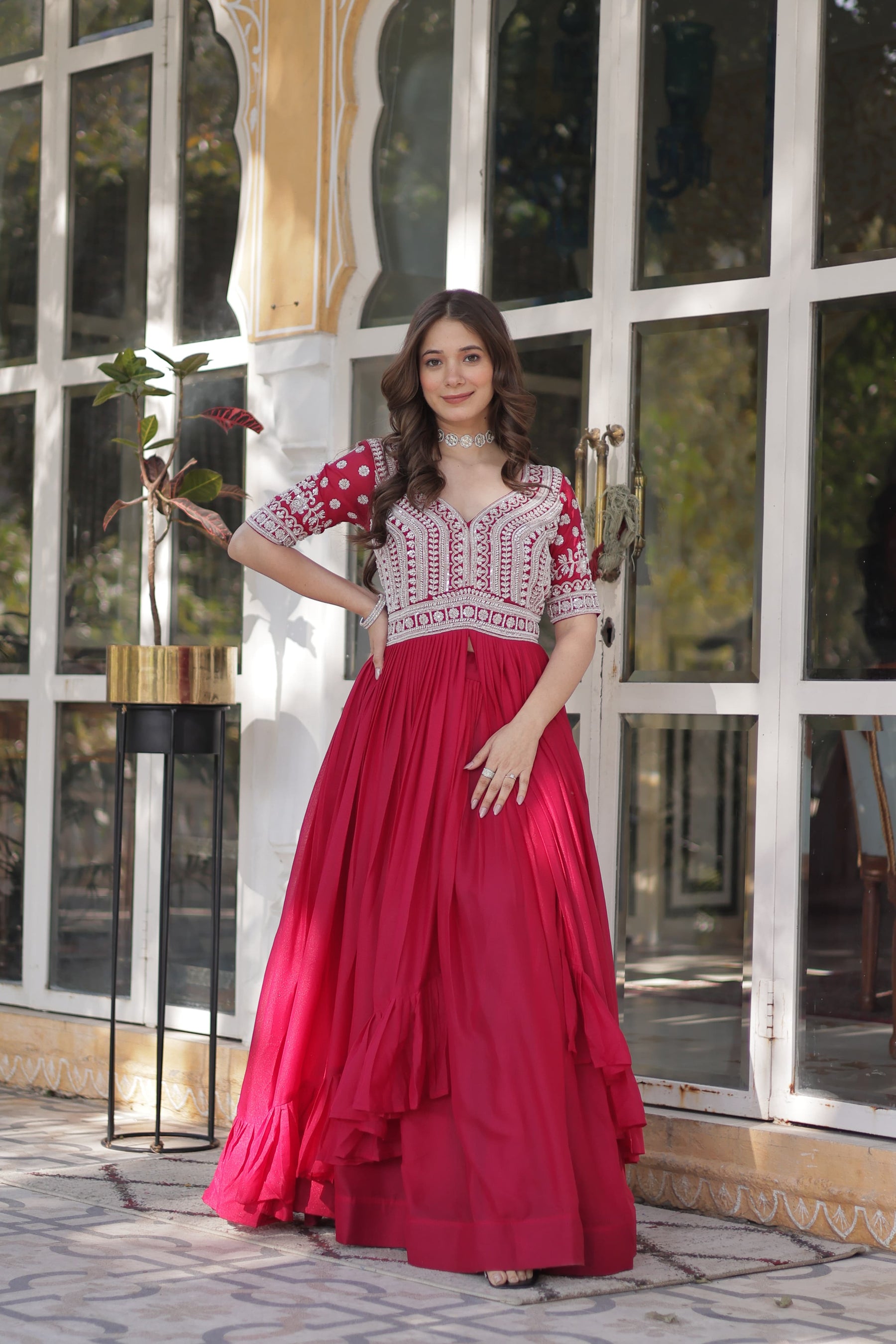 Lehenga With Readymade Slit Cut Kurti Set