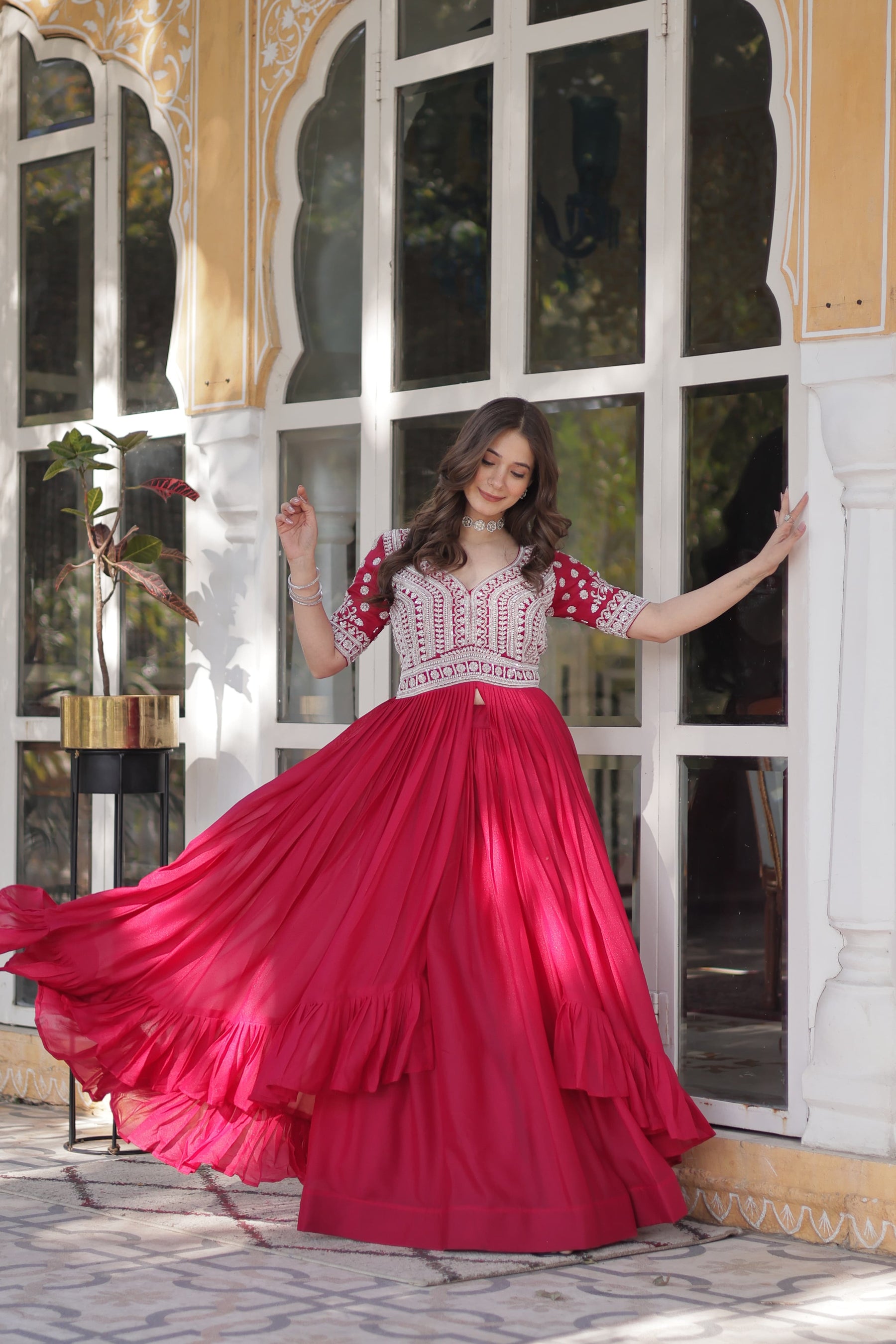 Lehenga With Readymade Slit Cut Kurti Set