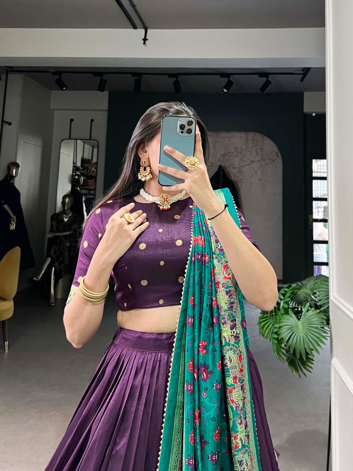 TUSSAR SILK PRINTED LEHENGA CHOLI WITH DUPATTA