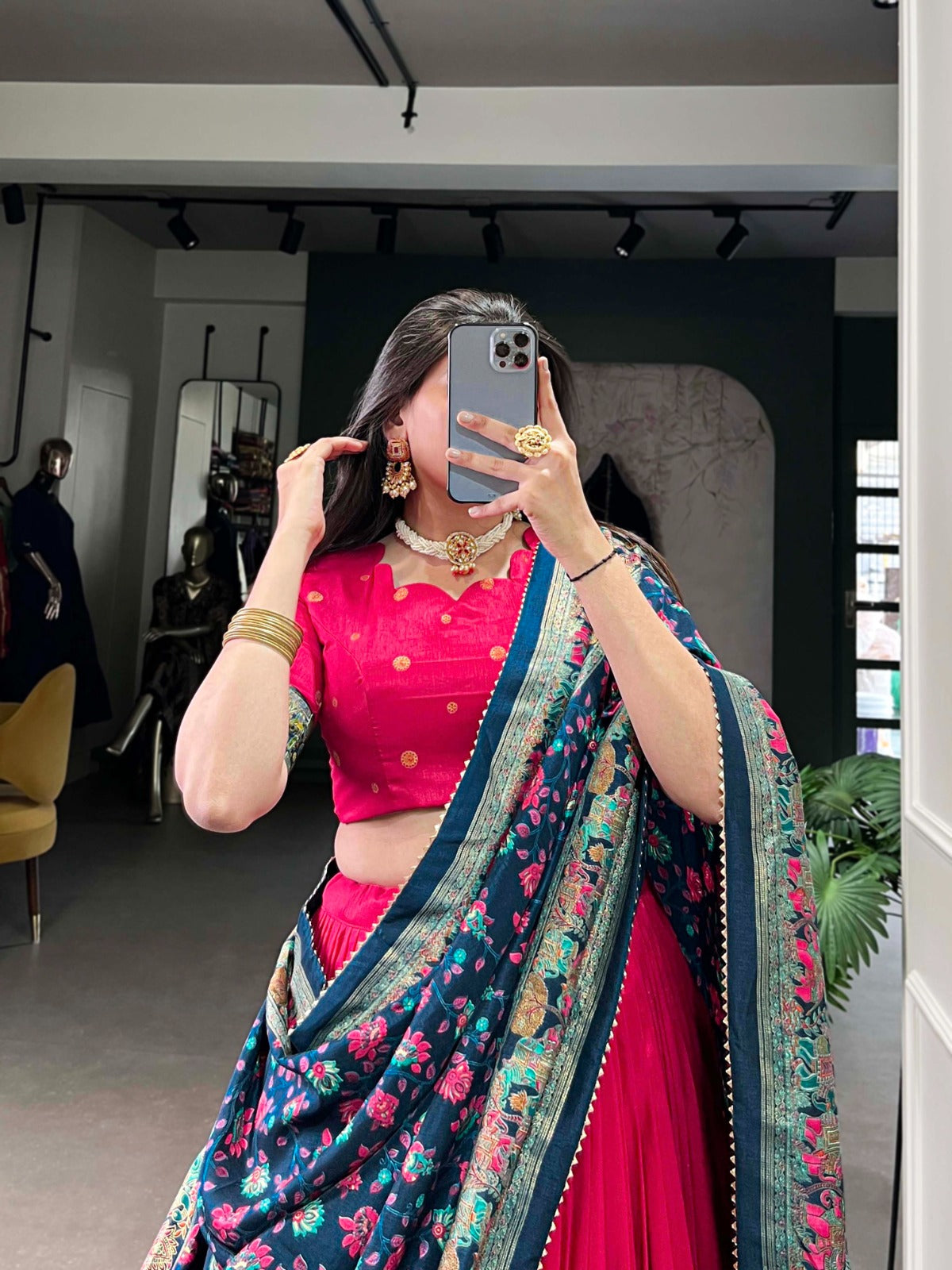 TUSSAR SILK PRINTED LEHENGA CHOLI WITH DUPATTA