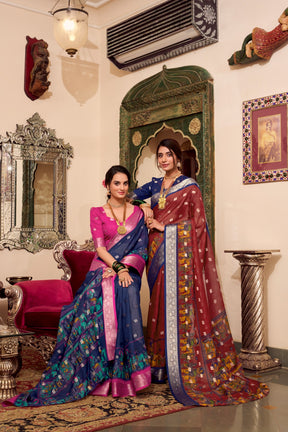 Kalamkari Print Sarees with Zari Weaving Border