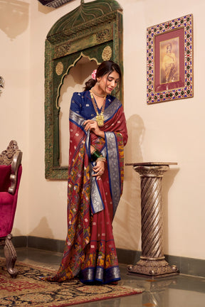 Kalamkari Print Sarees with Zari Weaving Border