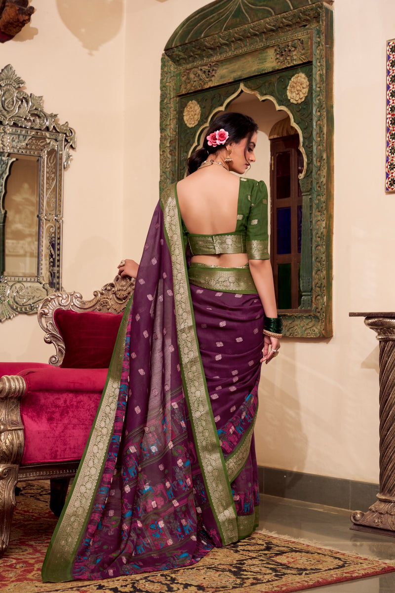 Kalamkari Print Sarees with Zari Weaving Border