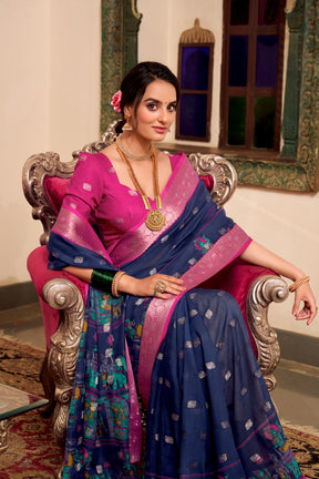 Kalamkari Print Sarees with Zari Weaving Border
