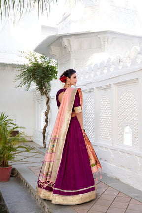 Royal Vichitra Silk Lehenga Choli in Wine