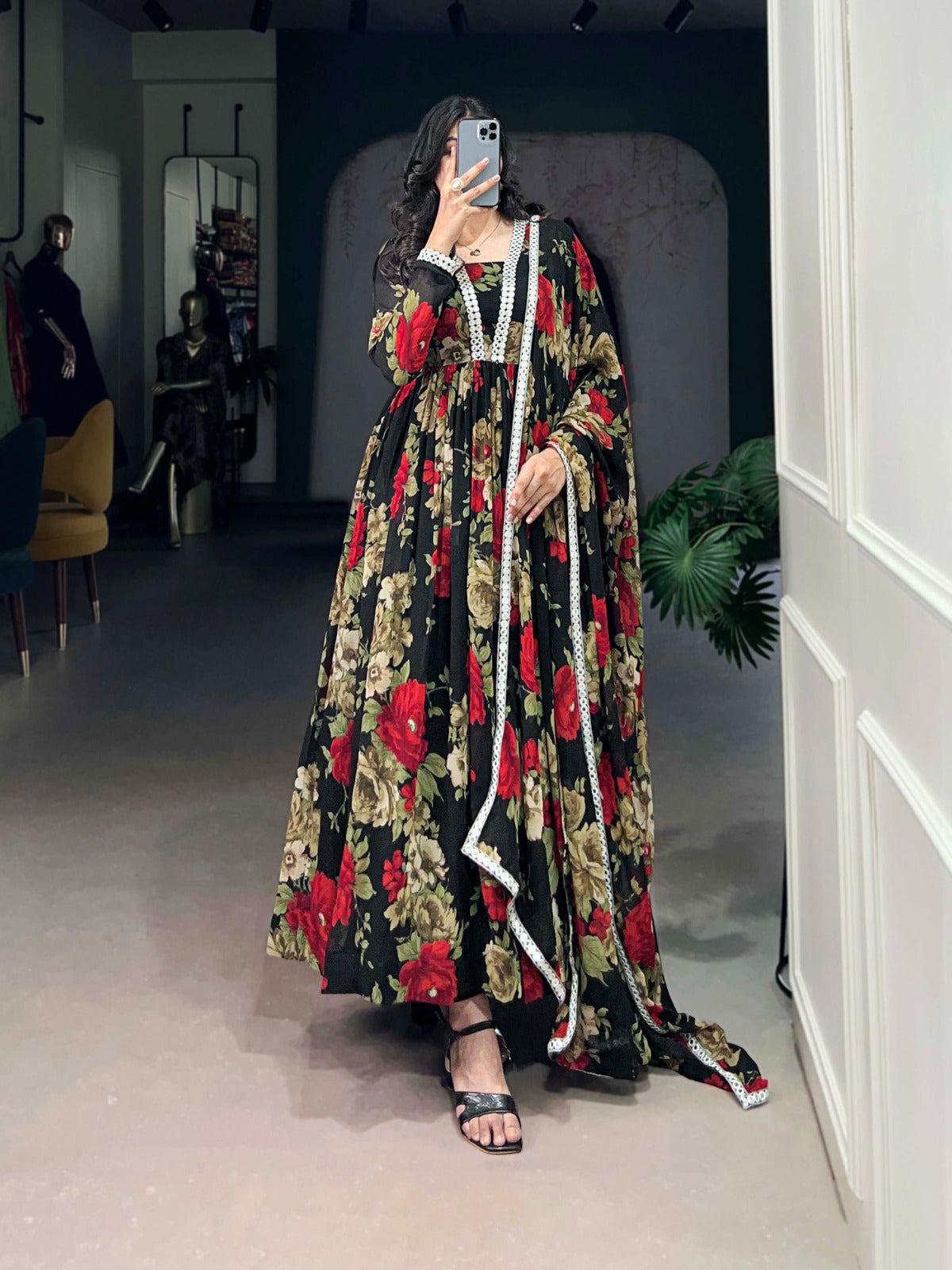 Georgette Floral Gown Collections