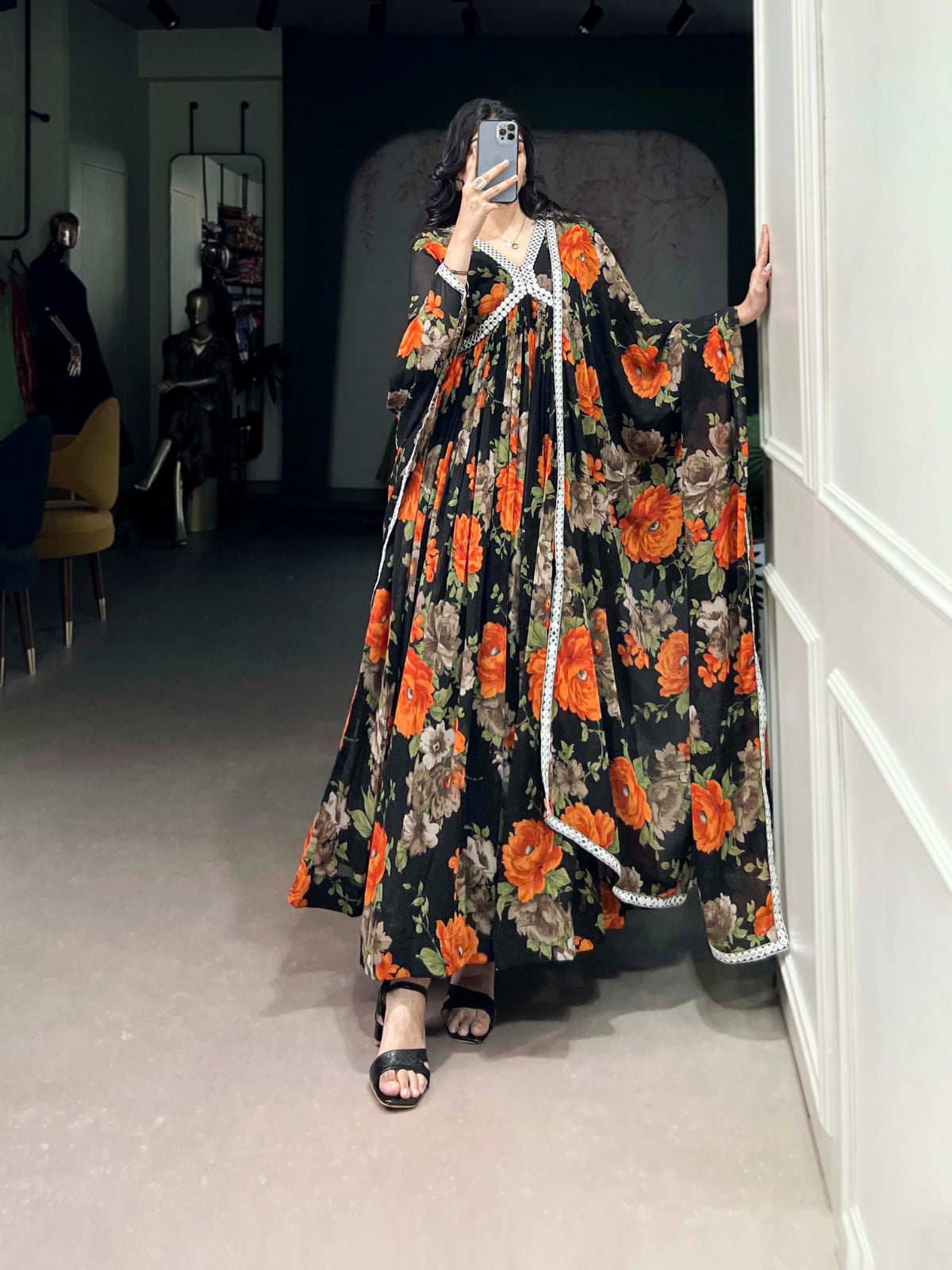 Georgette Floral Gown Collections