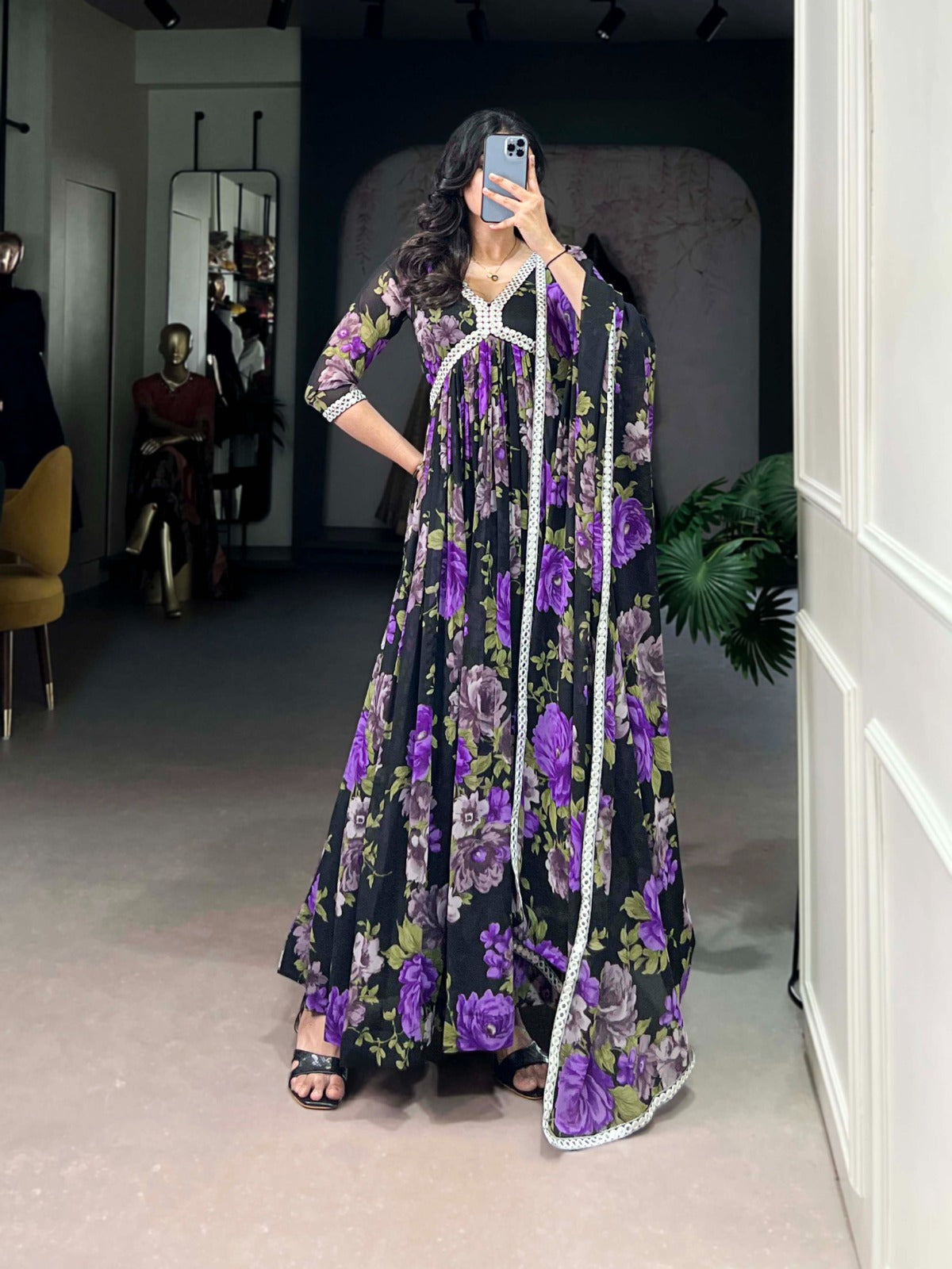 Georgette Floral Gown Collections