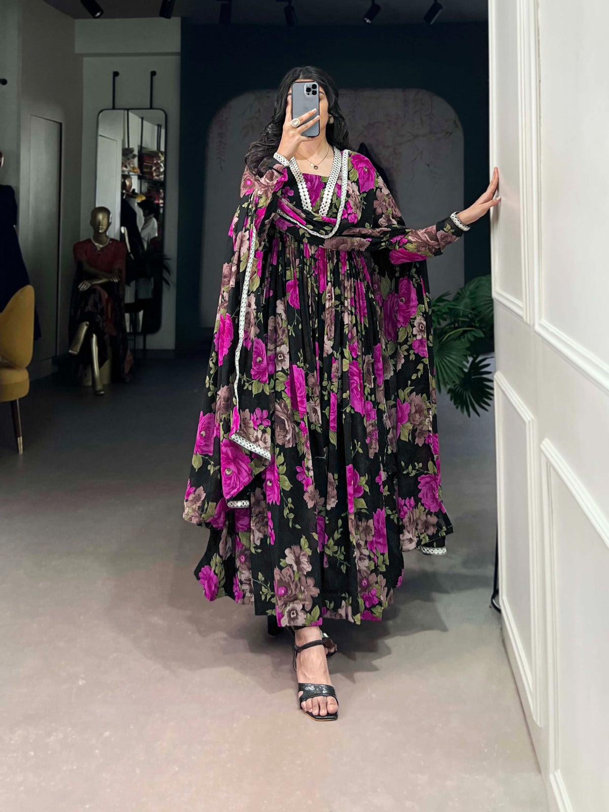 Georgette Floral Gown Collections