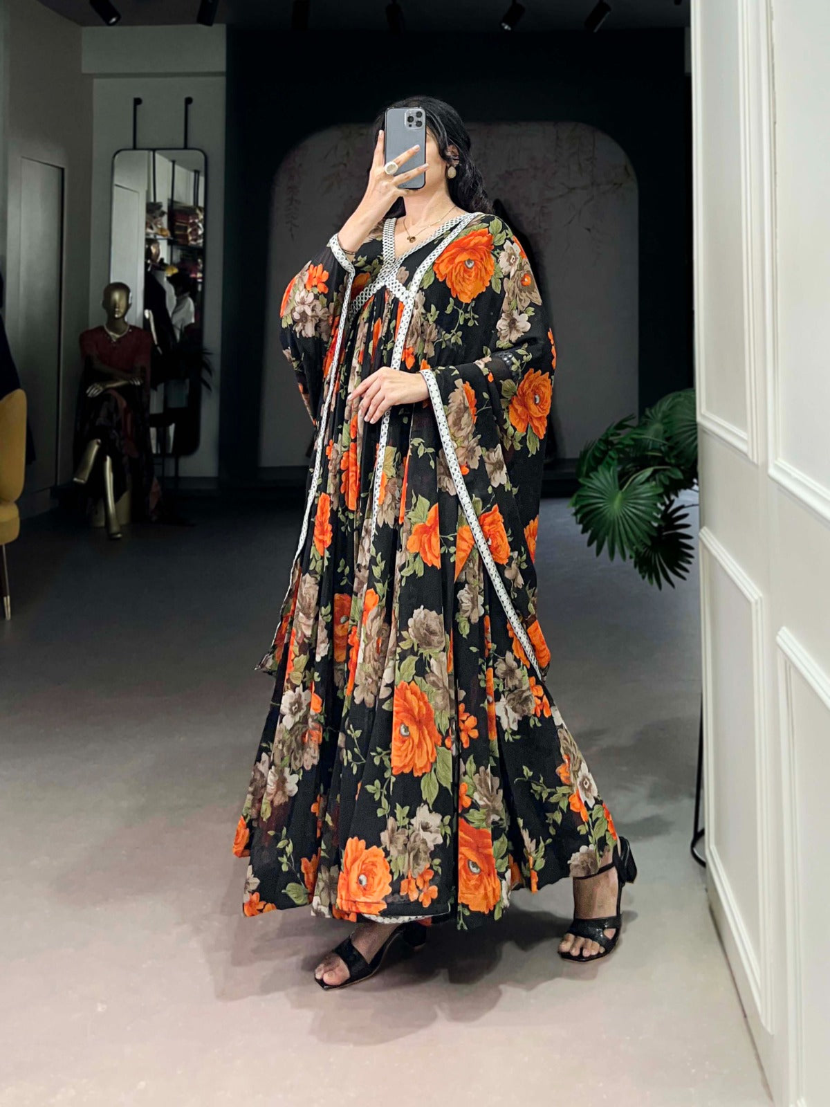 Georgette Floral Gown Collections