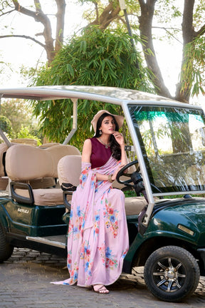 Weightless Marble Printed Saree Collection with Pearl Lace Border