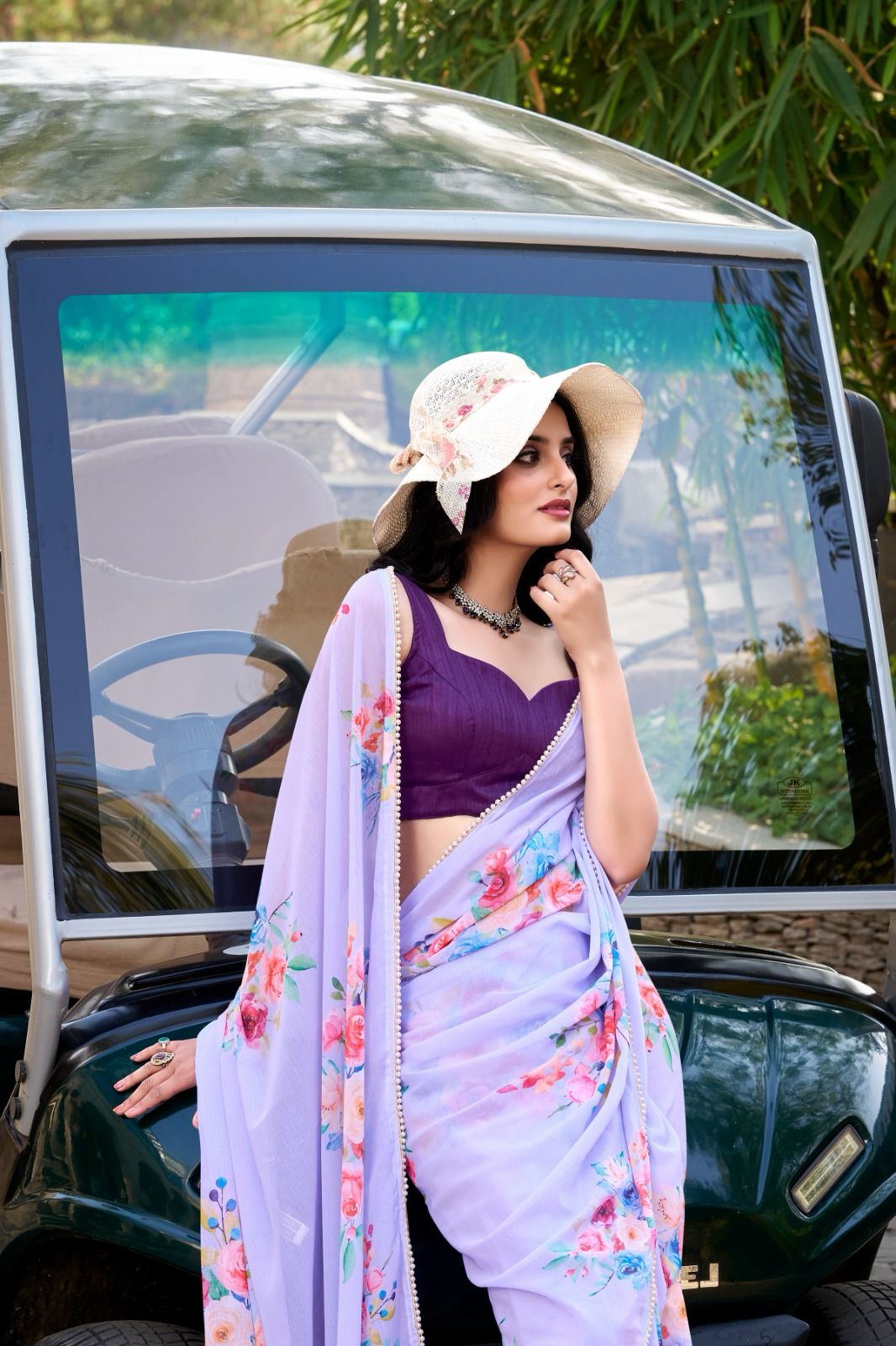 Weightless Marble Printed Saree Collection with Pearl Lace Border