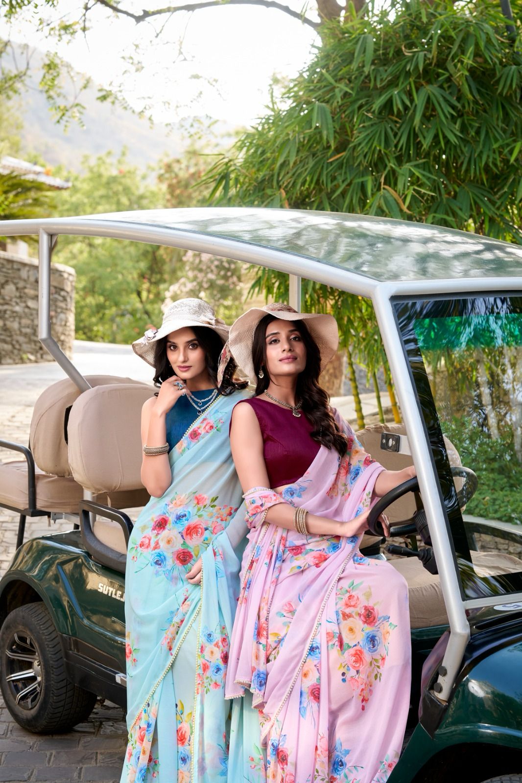 Weightless Marble Printed Saree Collection with Pearl Lace Border