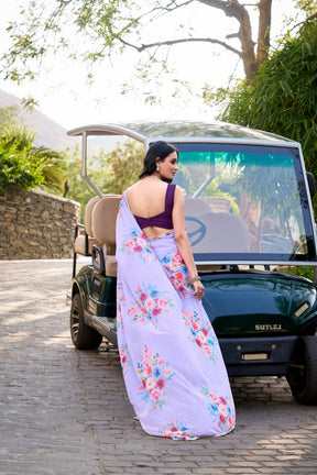 Weightless Marble Printed Saree Collection with Pearl Lace Border