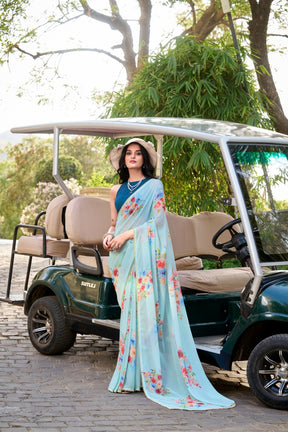 Weightless Marble Printed Saree Collection with Pearl Lace Border