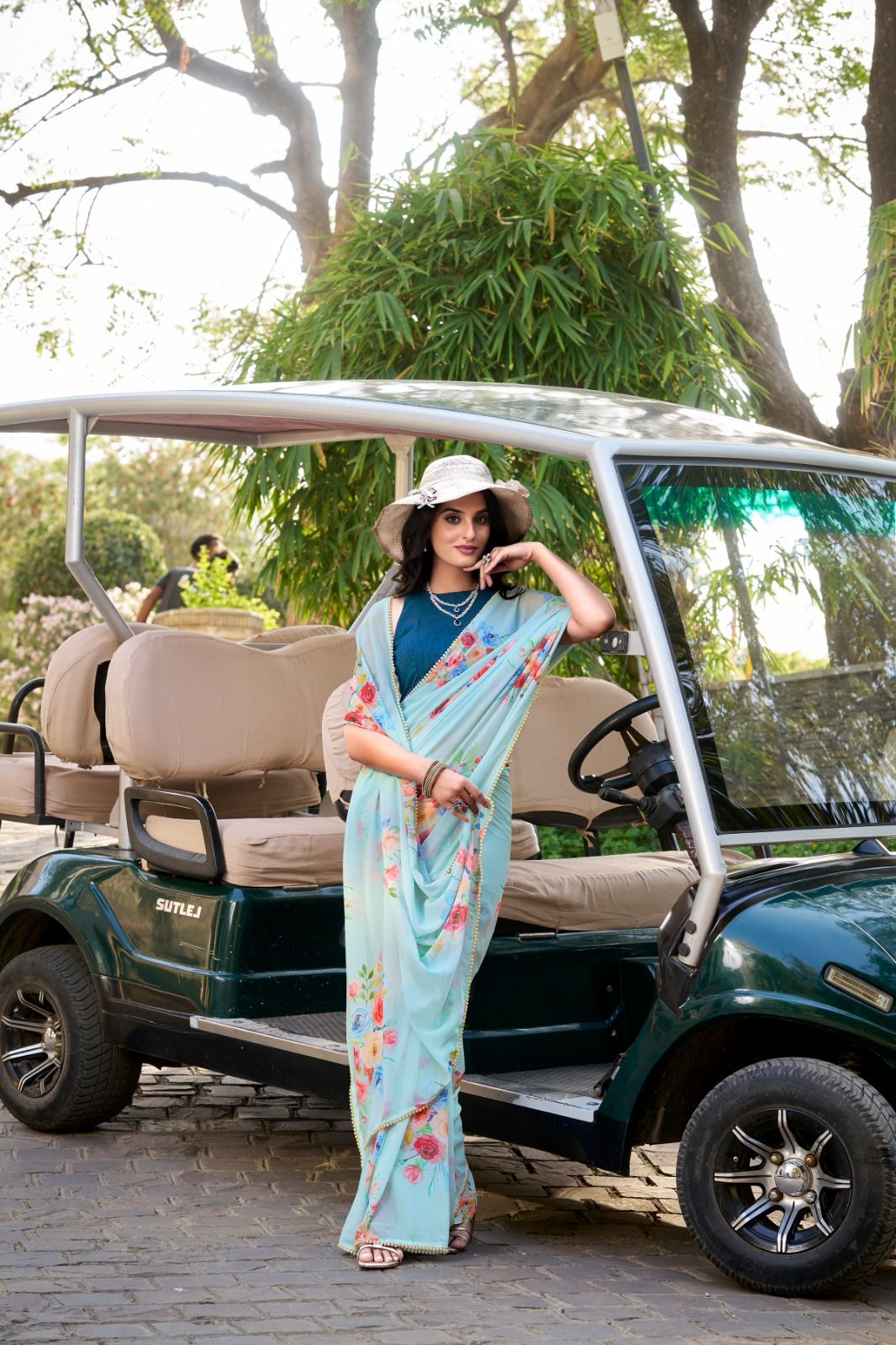 Weightless Marble Printed Saree Collection with Pearl Lace Border
