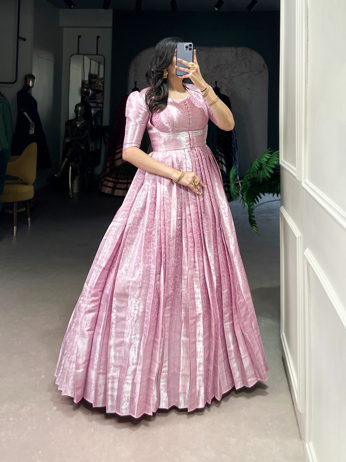 Kanjivaram Elegance with Modern Flair Gown