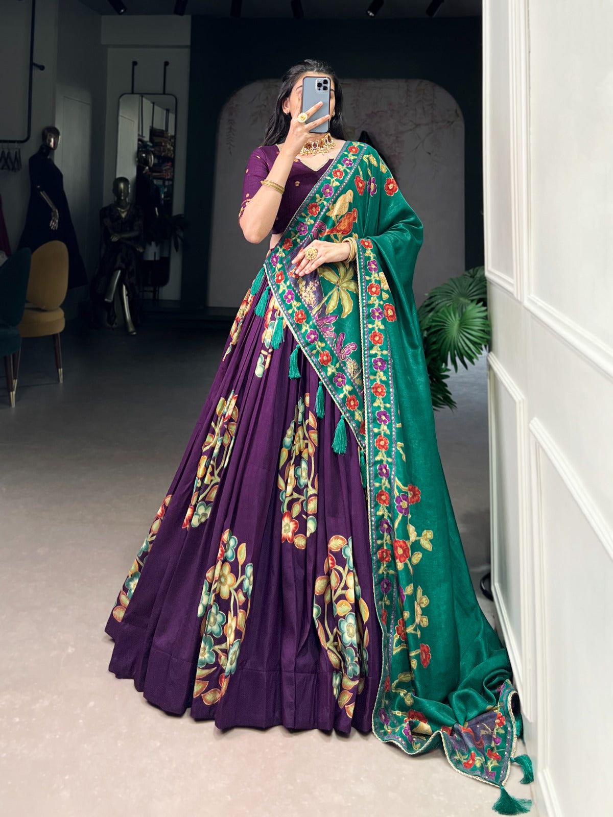 Traditional Tussar Silk Lehenga Choli Collection