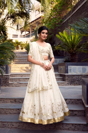 Off-White Designer Lehenga Choli with Dupatta