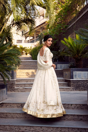 Off-White Designer Lehenga Choli with Dupatta