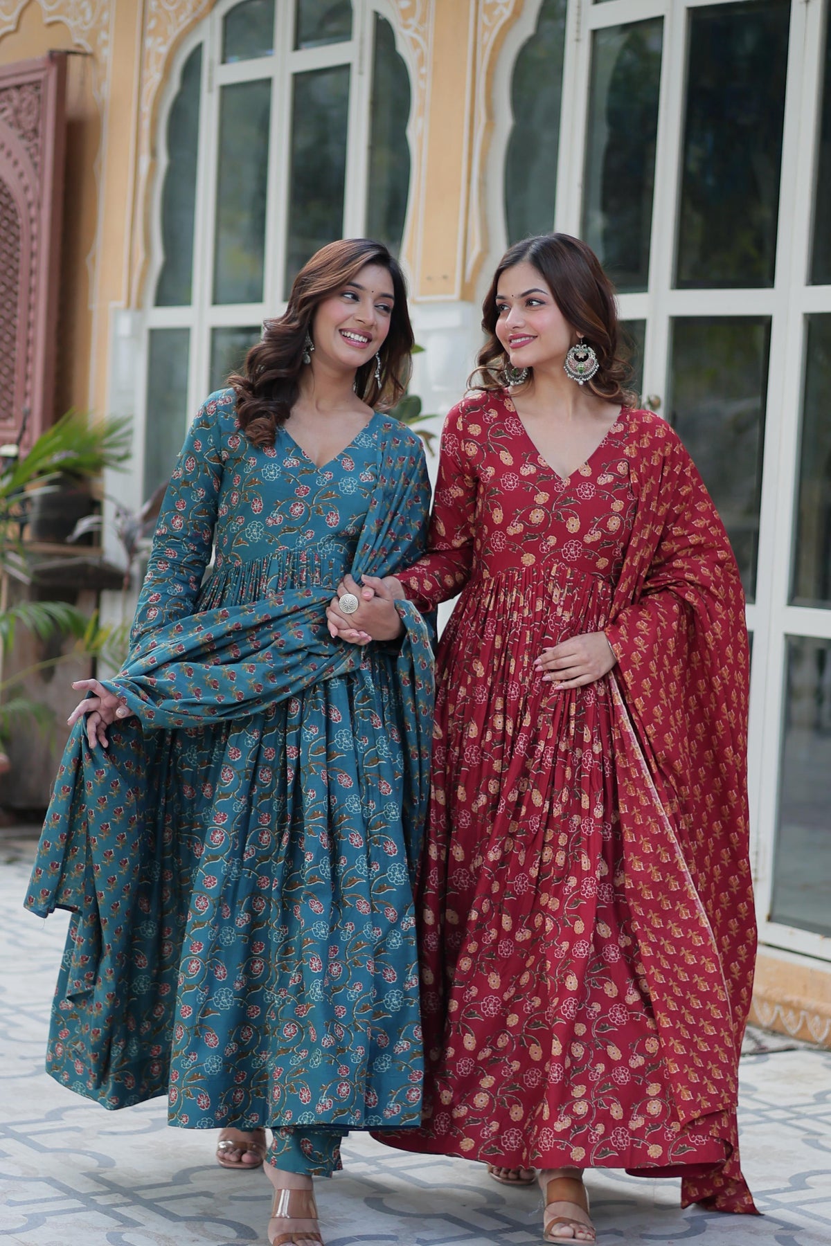 Premium Pure Cotton Gown Set with Pant & Dupatta