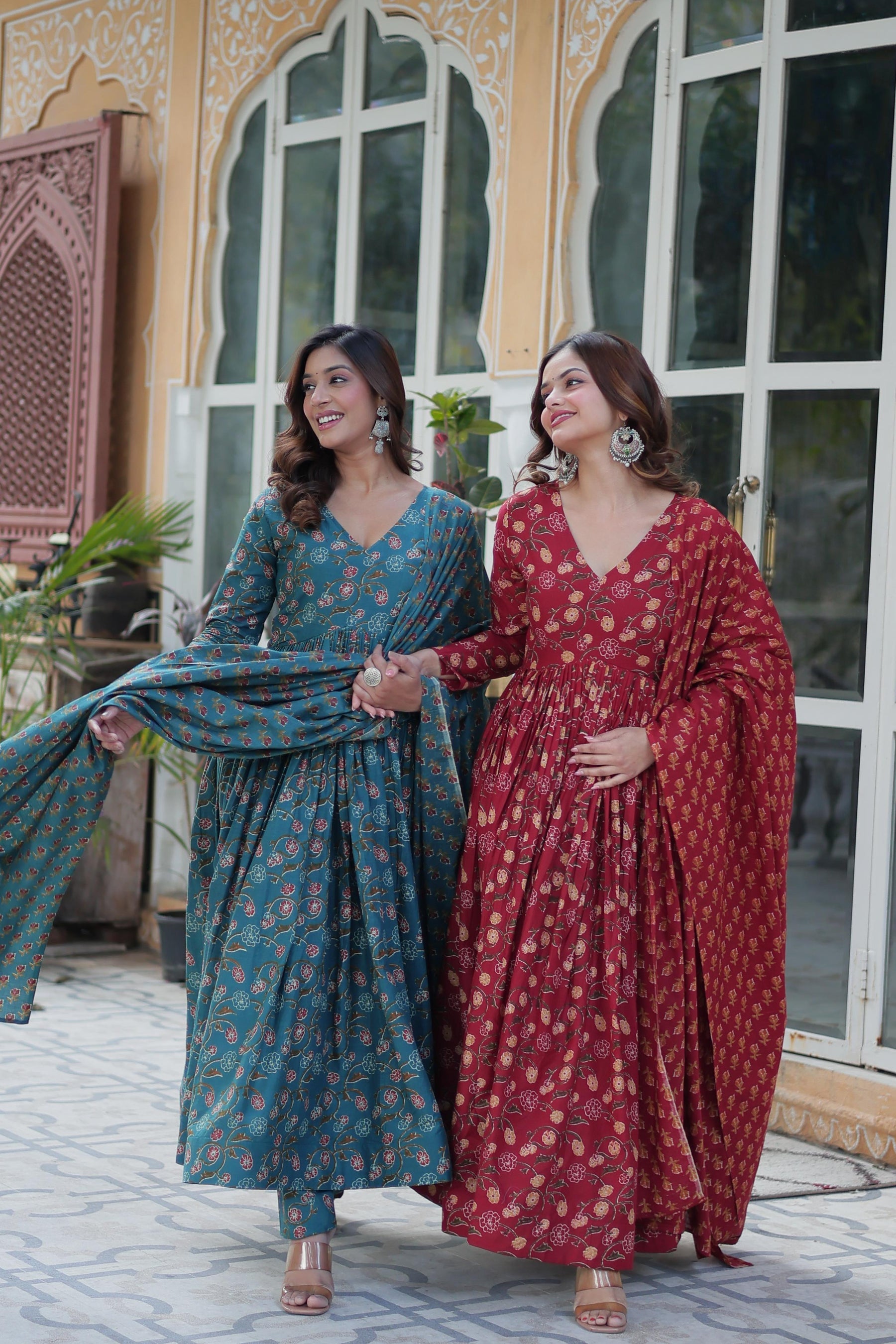 Premium Pure Cotton Gown Set with Pant & Dupatta