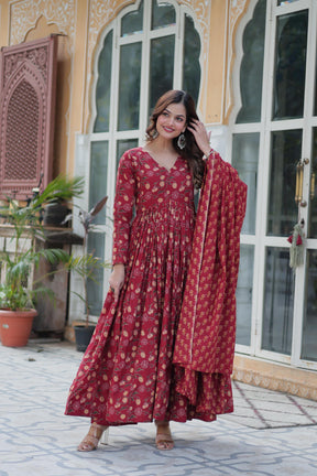Premium Pure Cotton Gown Set with Pant & Dupatta