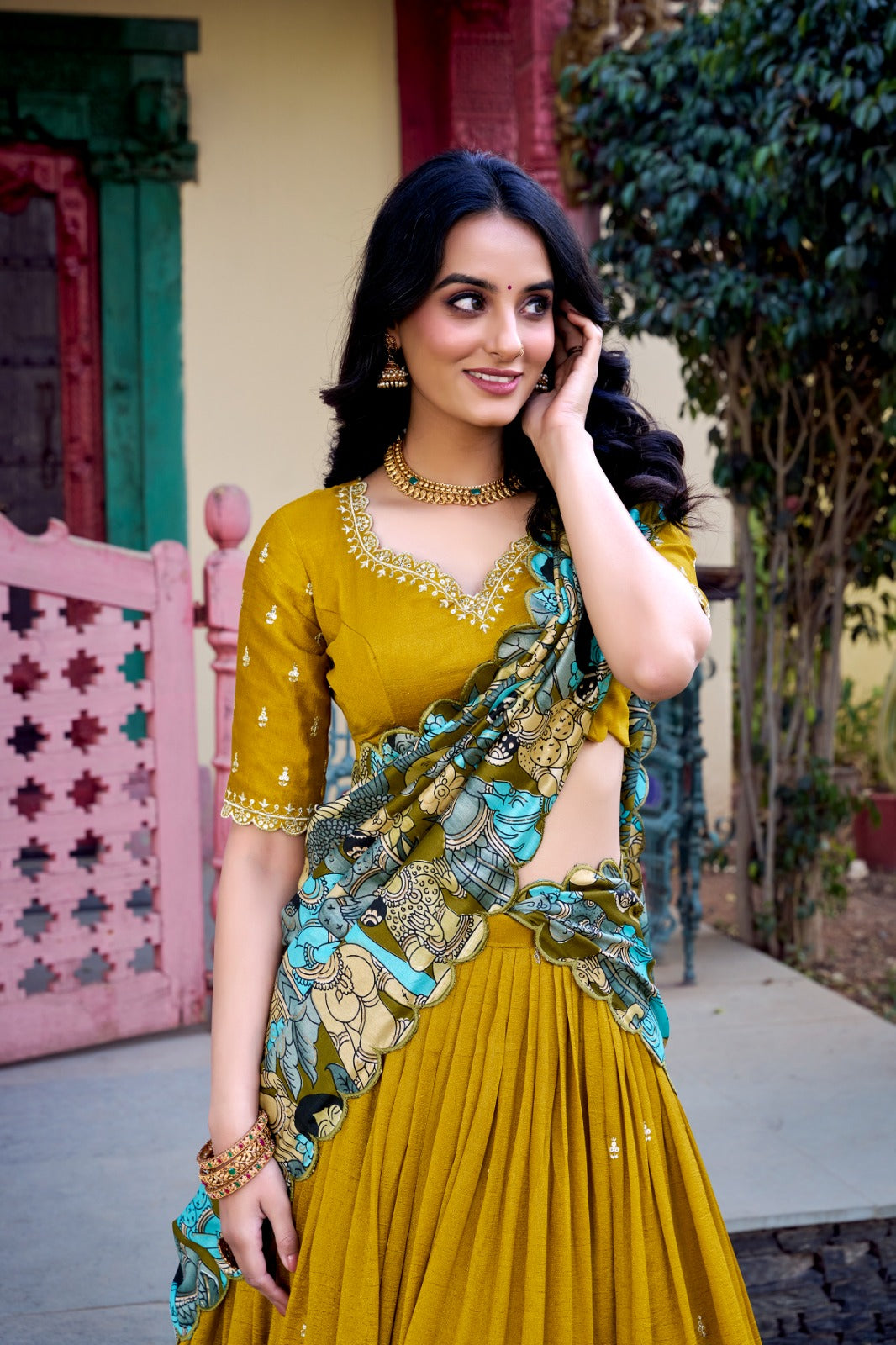 KALAMKARI ELEGANCE LEHENGA CHOLI FOR BRIDESMAIDS